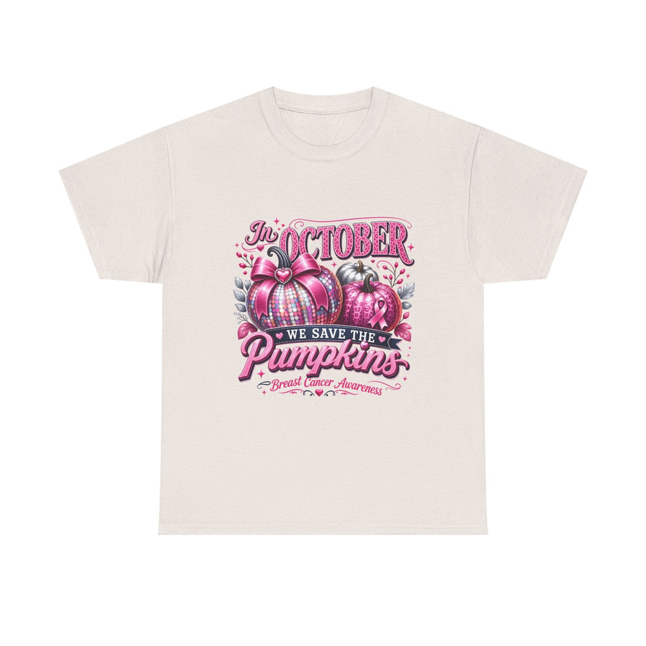 October Breast Cancer Awareness Pumpkin Tee — 