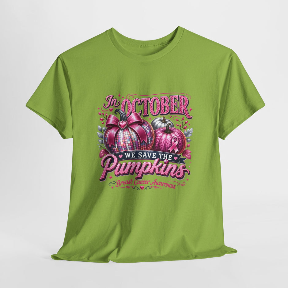 October Breast Cancer Awareness Pumpkin Tee — 