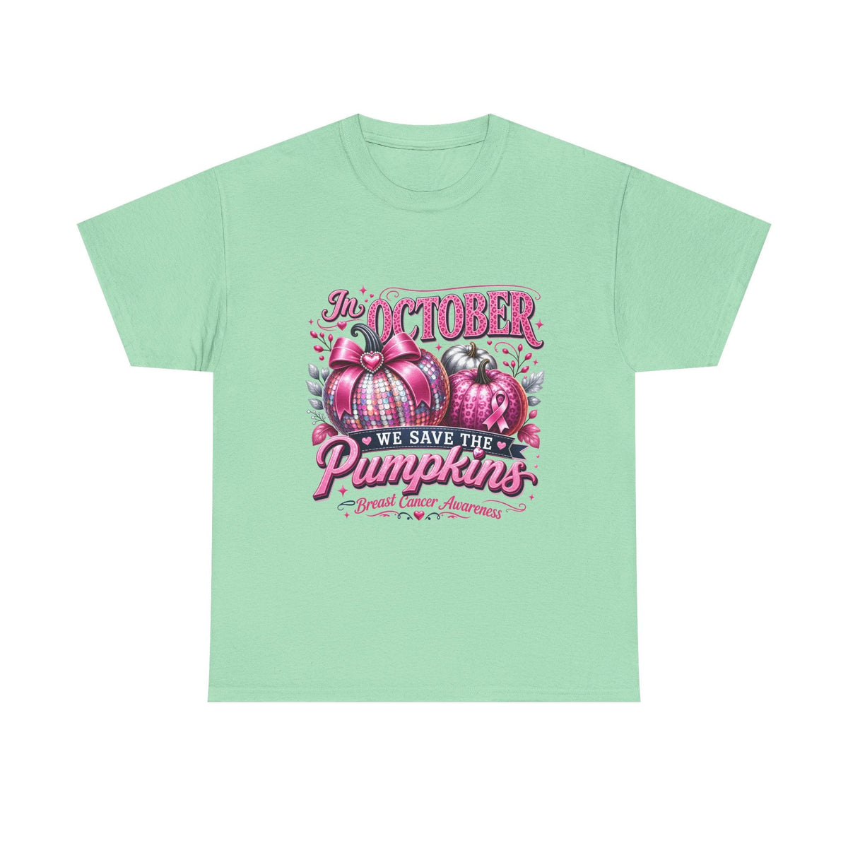 October Breast Cancer Awareness Pumpkin Tee — 