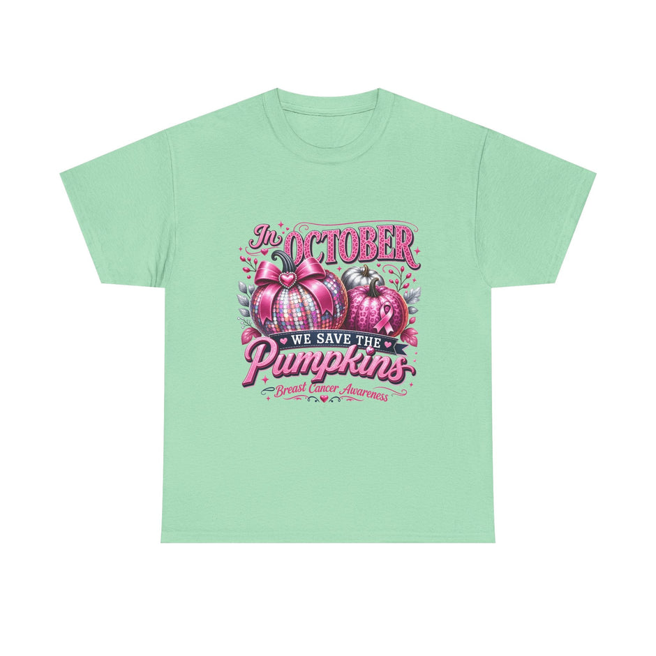 October Breast Cancer Awareness Pumpkin Tee — 