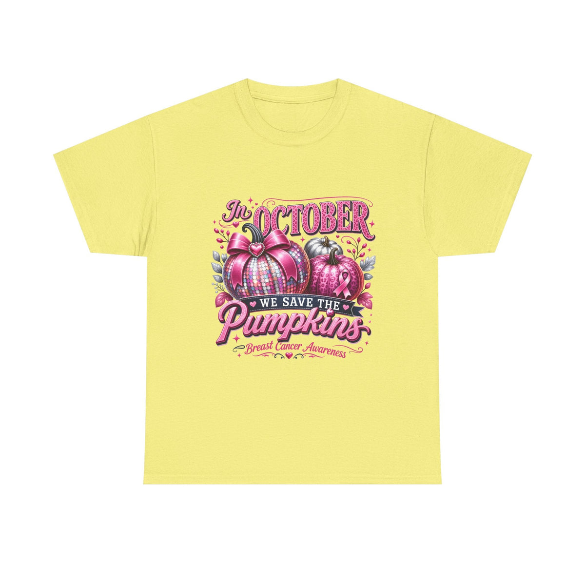 October Breast Cancer Awareness Pumpkin Tee — 