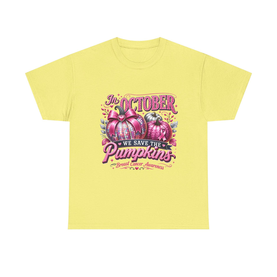 October Breast Cancer Awareness Pumpkin Tee — 