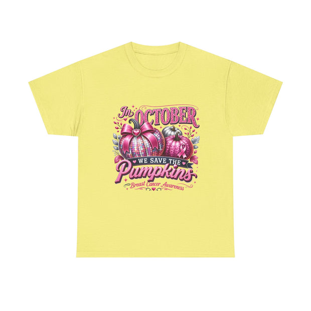 October Breast Cancer Awareness Pumpkin Tee — "In October We Save The Pumpkins" - Westport Cove
