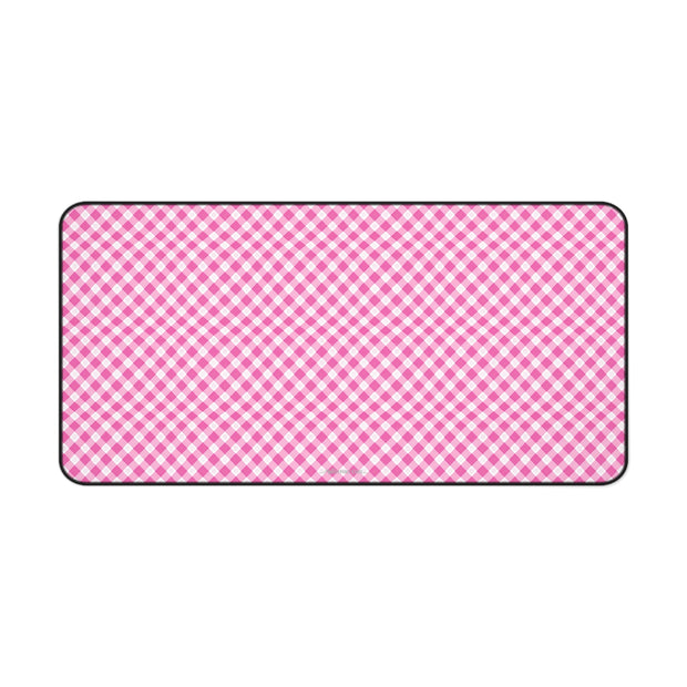 Pink Gingham - Desk Mat — Cute Checkered Mouse Pad for Office & Study - Westport Cove