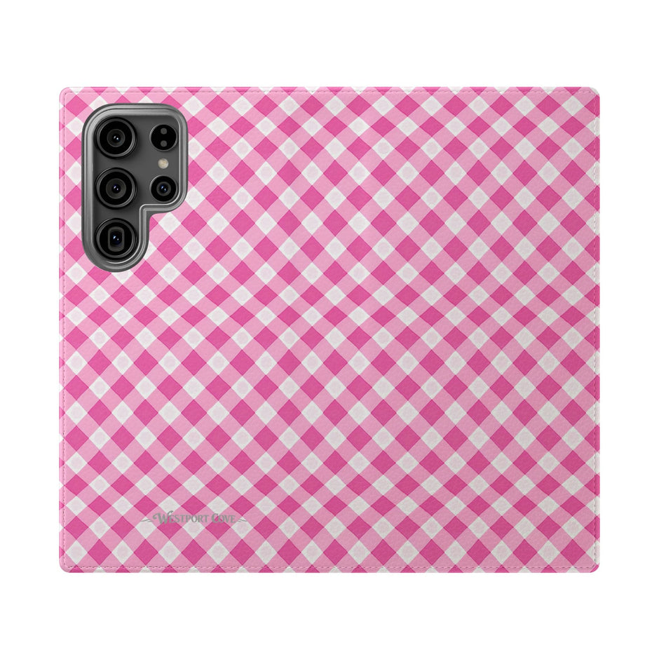 Pink Gingham - Flip Case - Westport Cove