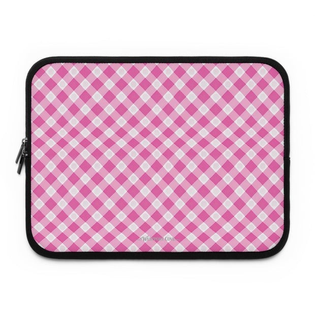 Pink Gingham - Laptop Sleeve — Cute Plaid Protective Case - Westport Cove