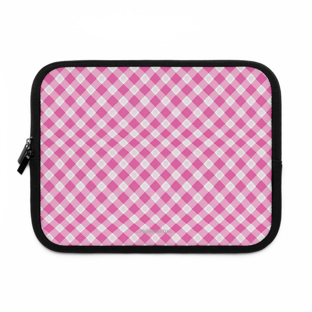 Pink Gingham - Laptop Sleeve — Cute Plaid Protective Case - Westport Cove
