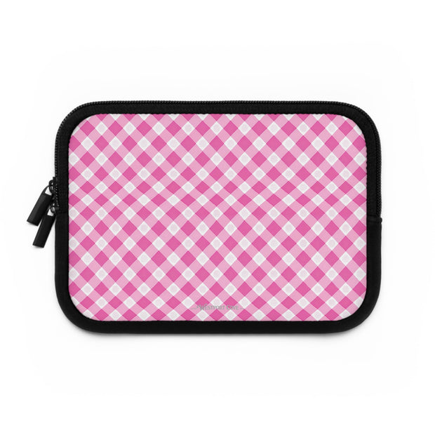Pink Gingham - Laptop Sleeve — Cute Plaid Protective Case - Westport Cove