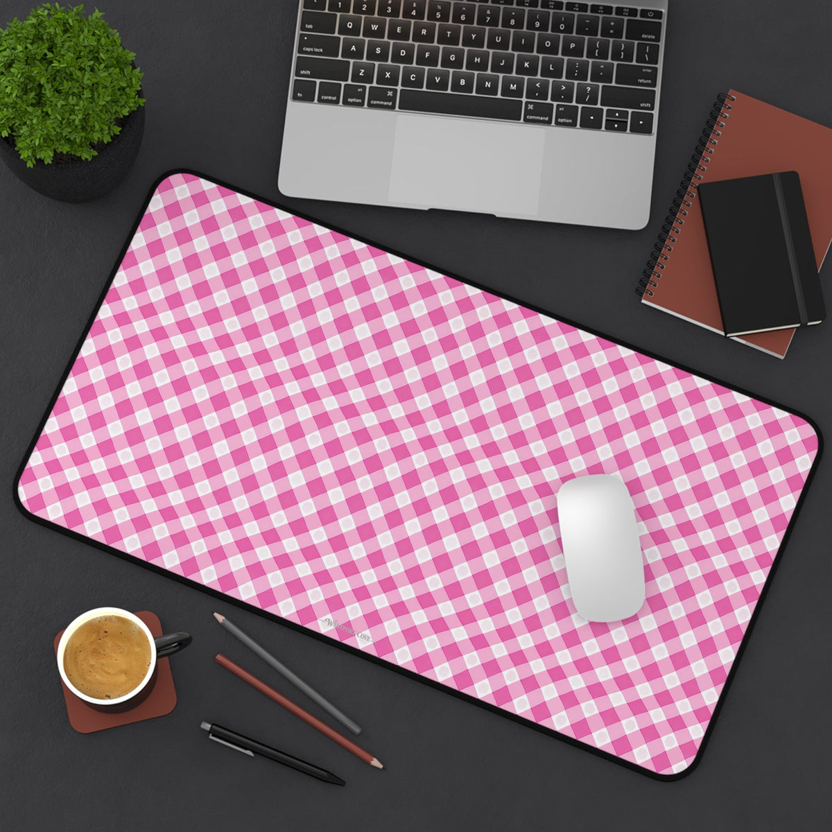 Pink Gingham - Launch Pad - Desk Mat - Westport Cove