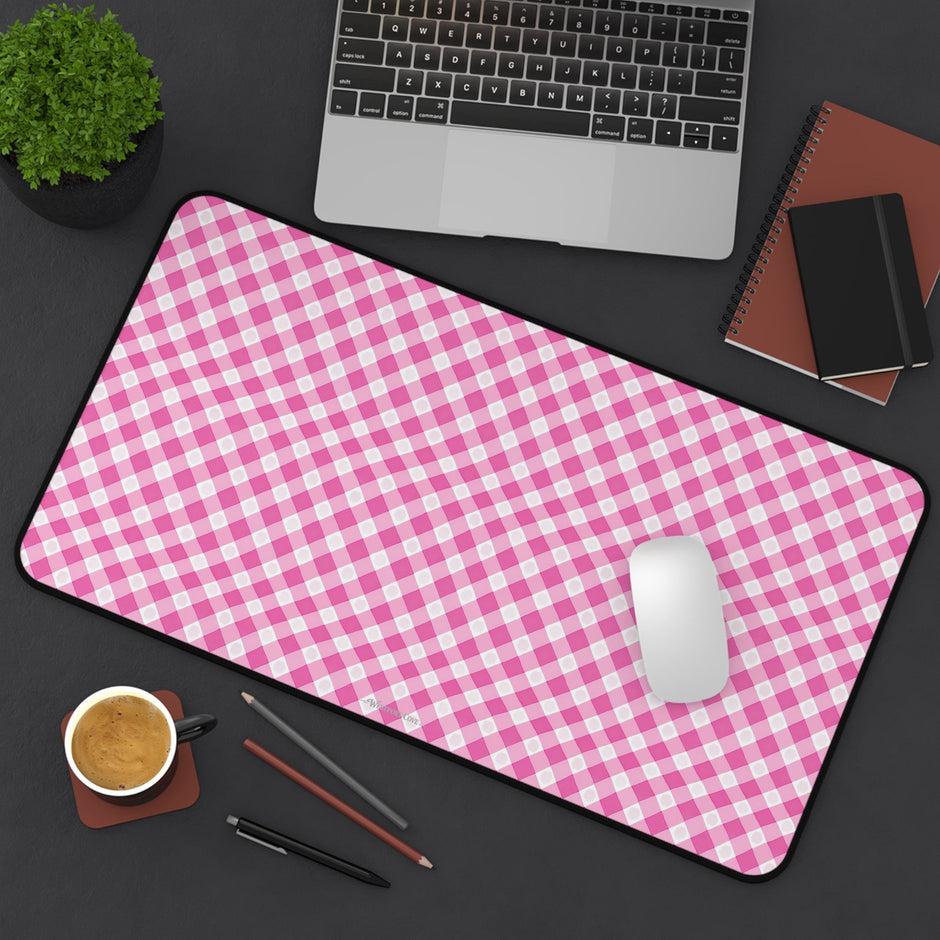 Pink Gingham - Launch Pad - Desk Mat - Westport Cove
