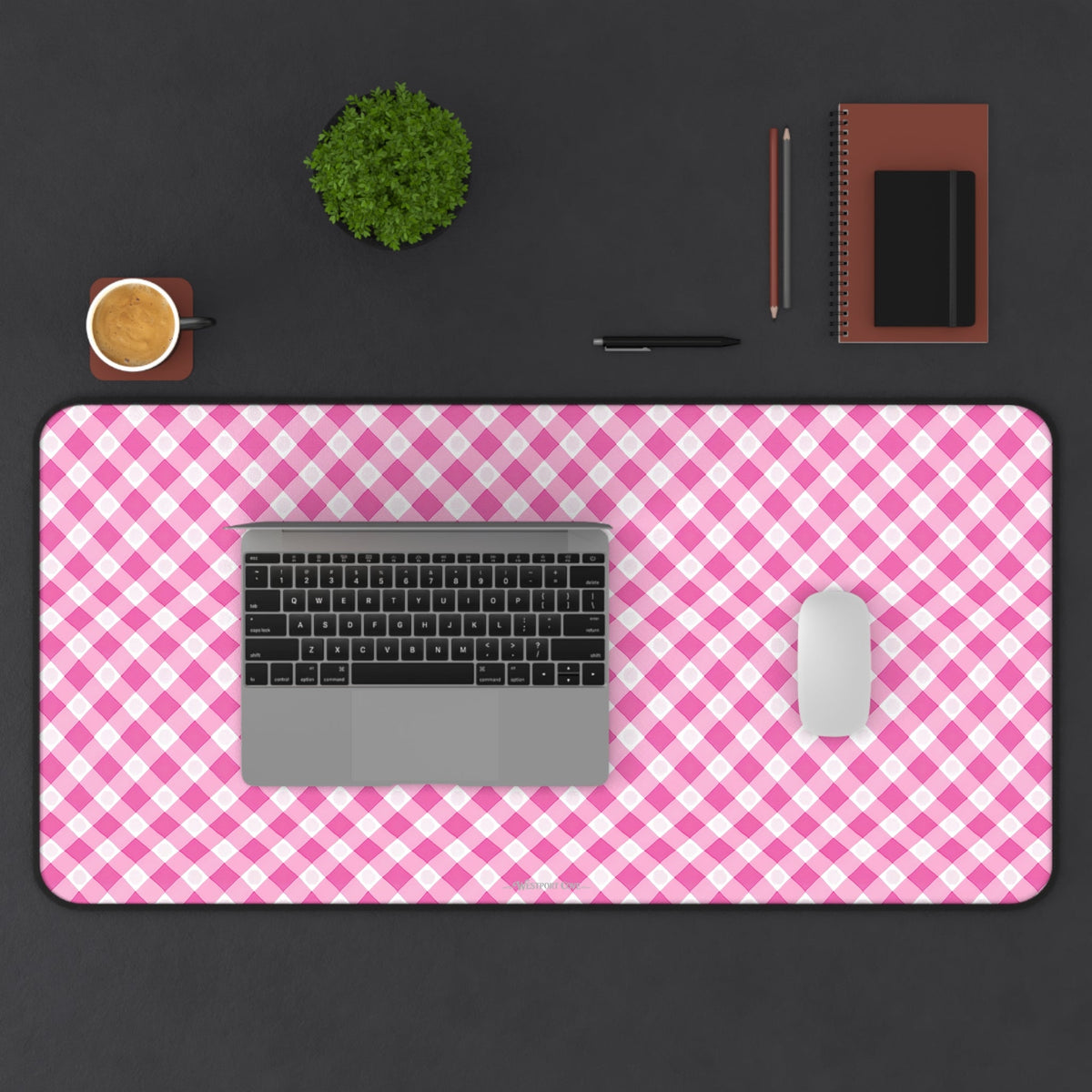 Pink Gingham - Launch Pad - Desk Mat - Westport Cove