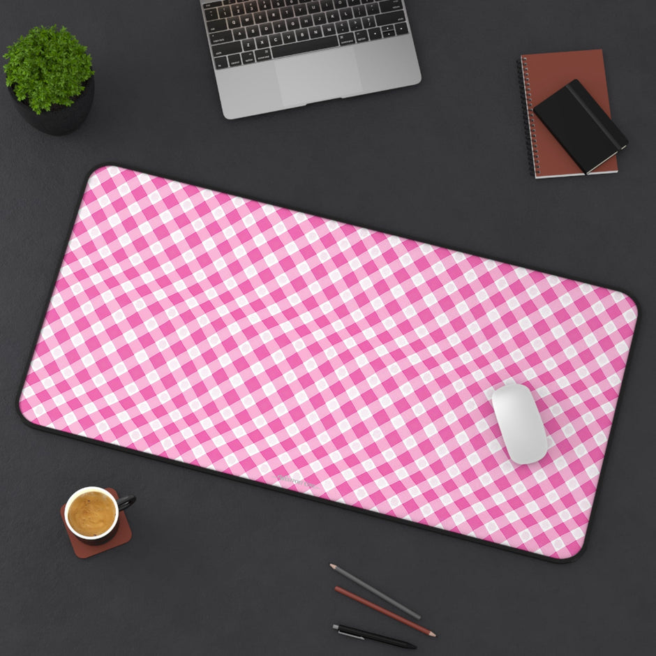 Pink Gingham - Launch Pad - Desk Mat - Westport Cove