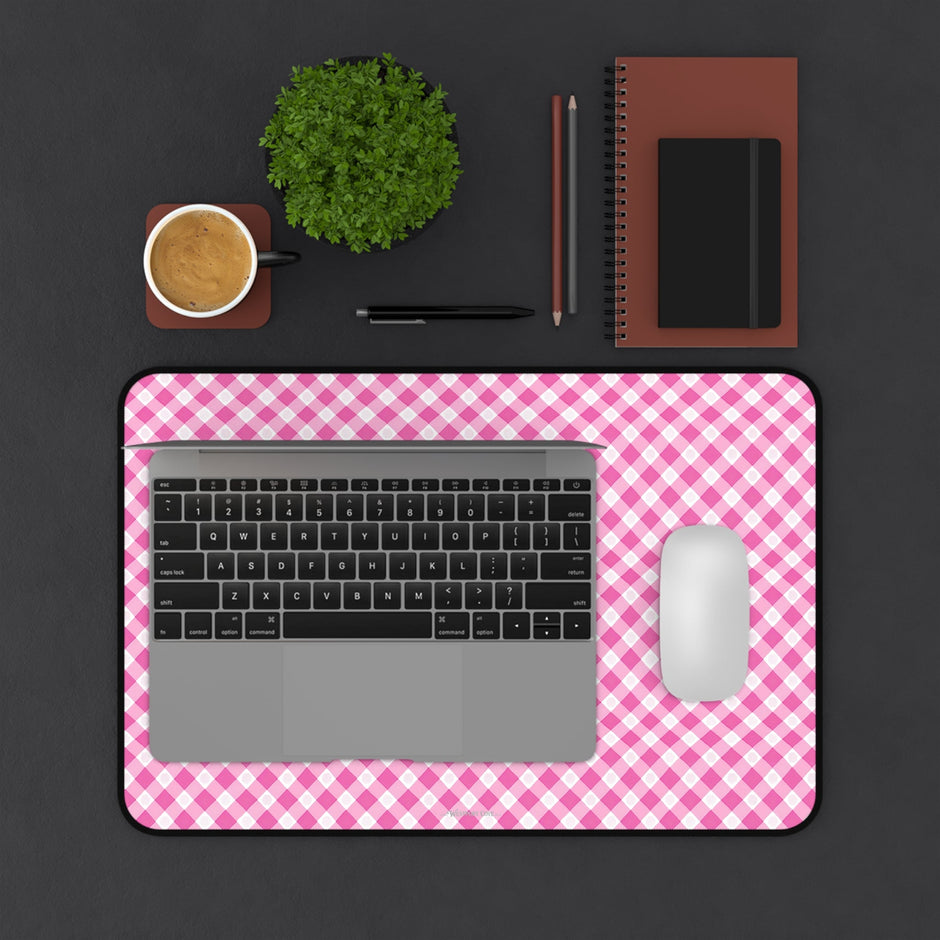 Pink Gingham - Launch Pad - Desk Mat - Westport Cove