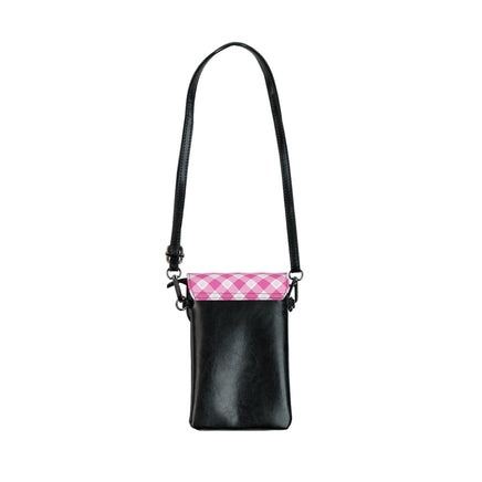 Pink Gingham - Phone Wallet Crossbody — Small Cell Phone Purse with Card Pocket - Westport Cove