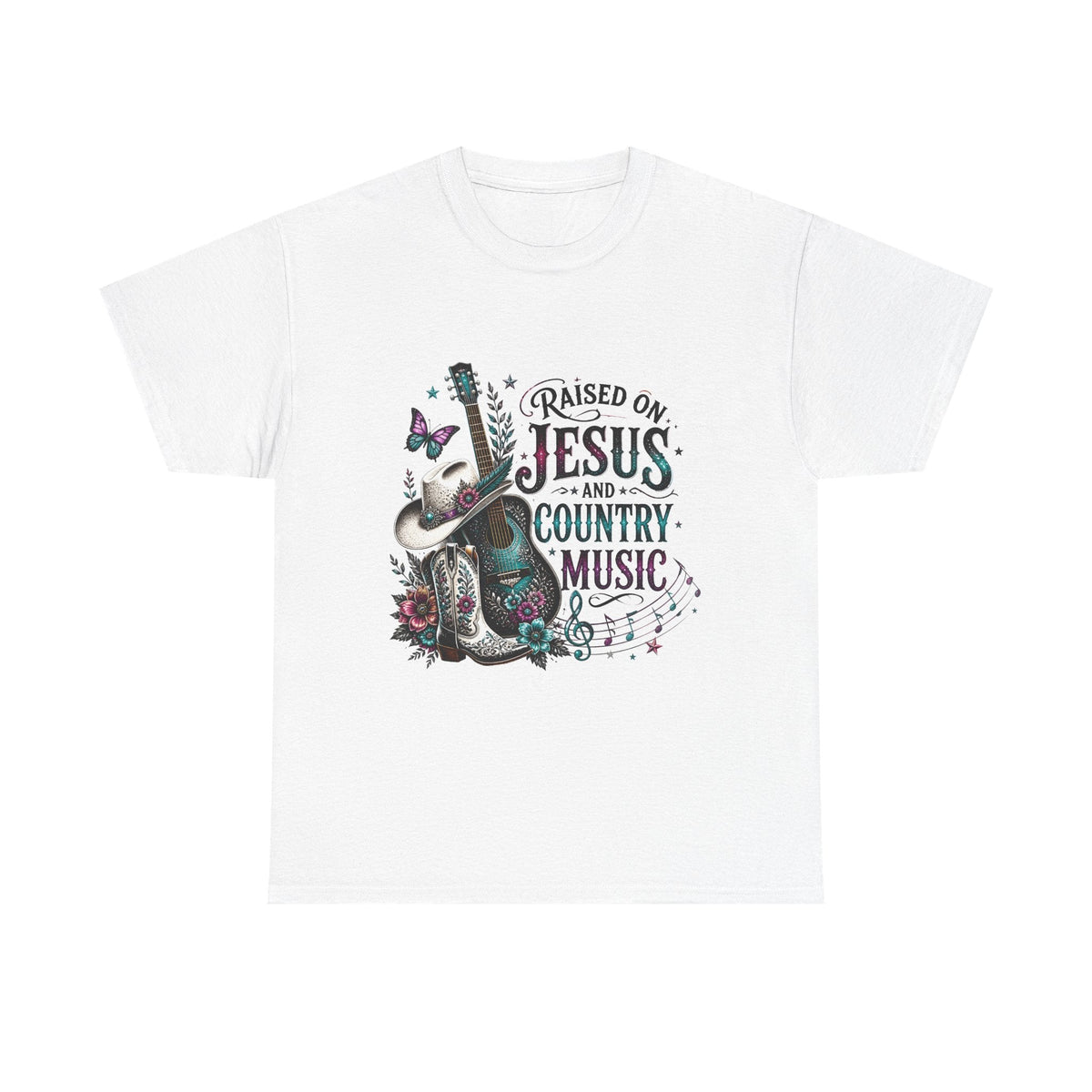Raised on Jesus and Country Music T-Shirt - Westport Cove