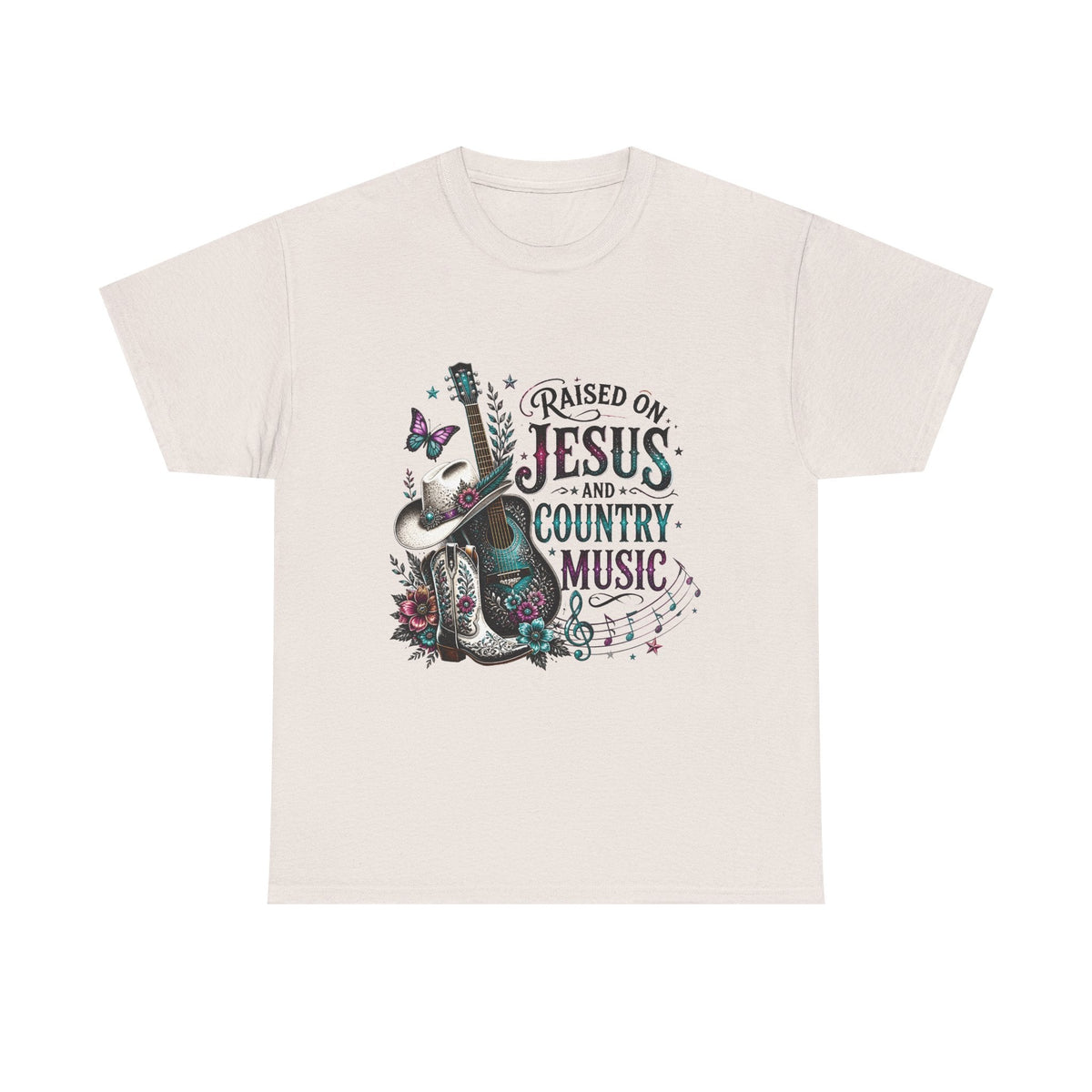 Raised on Jesus and Country Music T-Shirt - Westport Cove