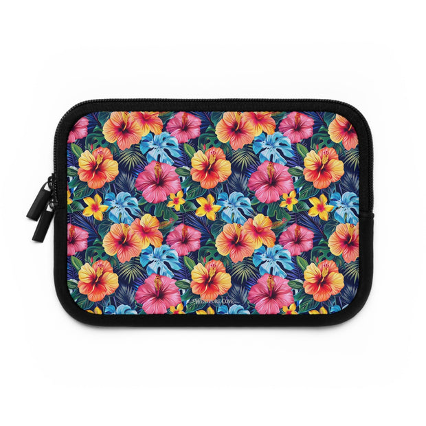 Tropical Hibiscus Laptop Sleeve — Bright Floral Neoprene Case - Westport Cove
