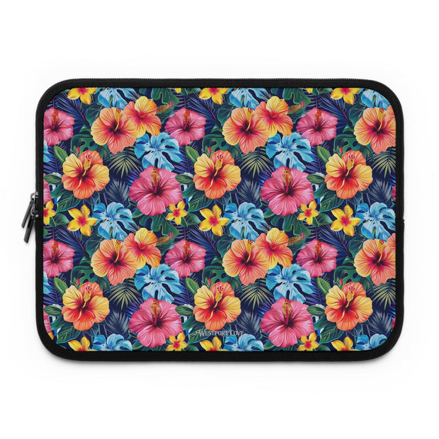 Tropical Hibiscus Laptop Sleeve — Bright Floral Neoprene Case - Westport Cove