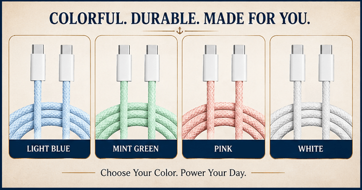 USB-C to USB-C Charger Cord - (1M) - Pure Copper Core - Westport Cove