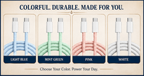 USB-C to USB-C Charger Cord - (1M) - Pure Copper Core - Westport Cove