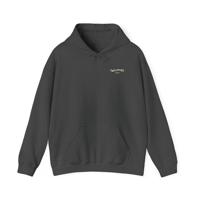 Westport Cove Hoodie — Scenic Lake Cabin Vintage Logo Hooded Sweatshirt - Westport Cove