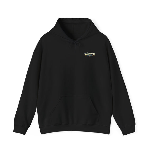 Westport Cove Hoodie — Scenic Lake Cabin Vintage Logo Hooded Sweatshirt - Westport Cove