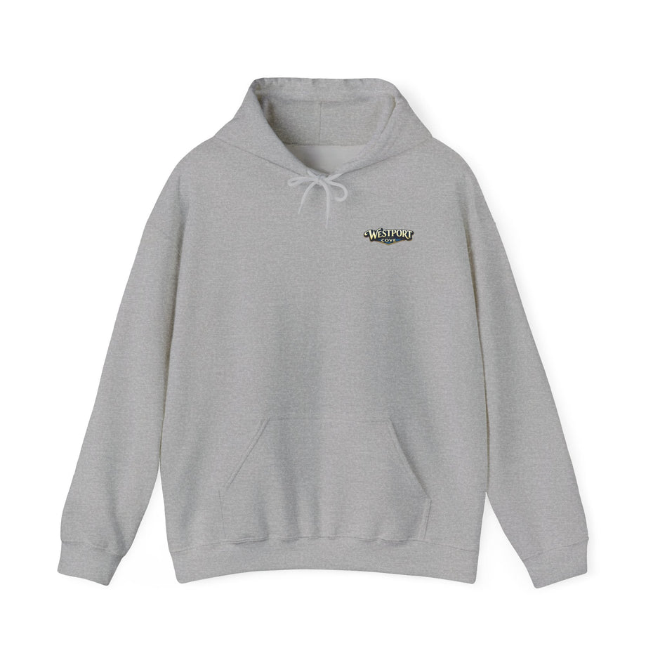 Westport Cove Hoodie — Scenic Lake Cabin Vintage Logo Hooded Sweatshirt - Westport Cove