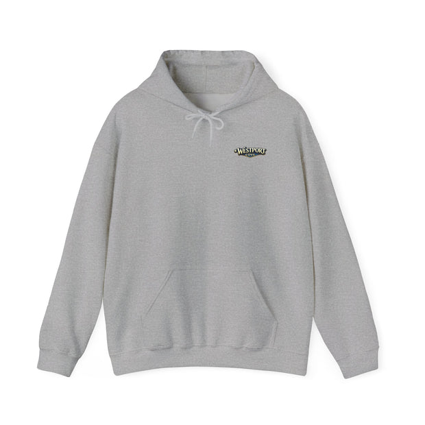 Westport Cove Hoodie — Scenic Lake Cabin Vintage Logo Hooded Sweatshirt - Westport Cove