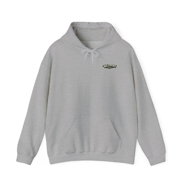 Westport Cove Hoodie — Scenic Lake Cabin Vintage Logo Hooded Sweatshirt - Westport Cove