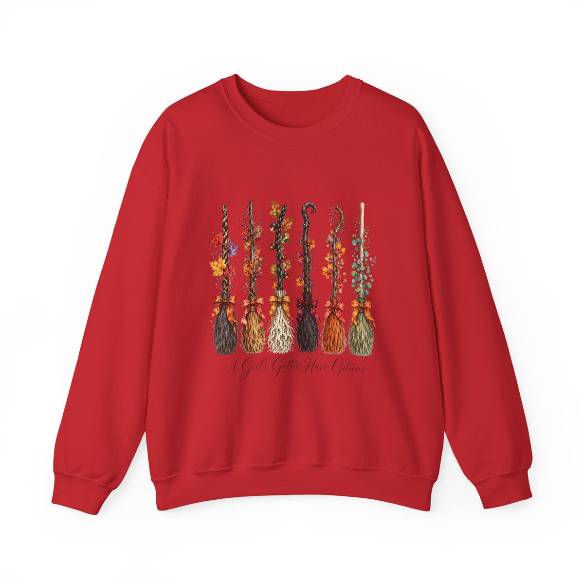 Witch Brooms Crewneck Sweatshirt —  Floral Brooms Fall Graphic - Westport Cove