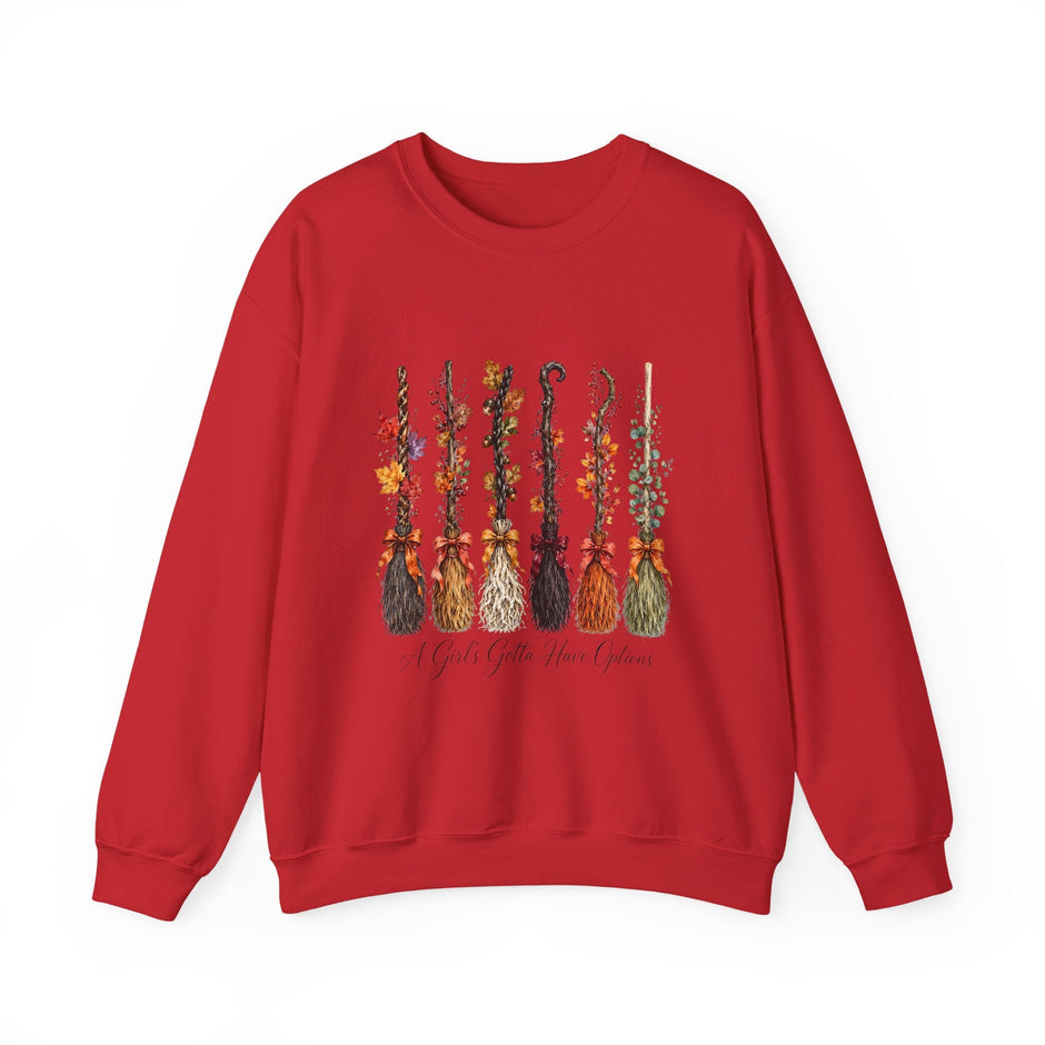 Witch Brooms Crewneck Sweatshirt —  Floral Brooms Fall Graphic - Westport Cove