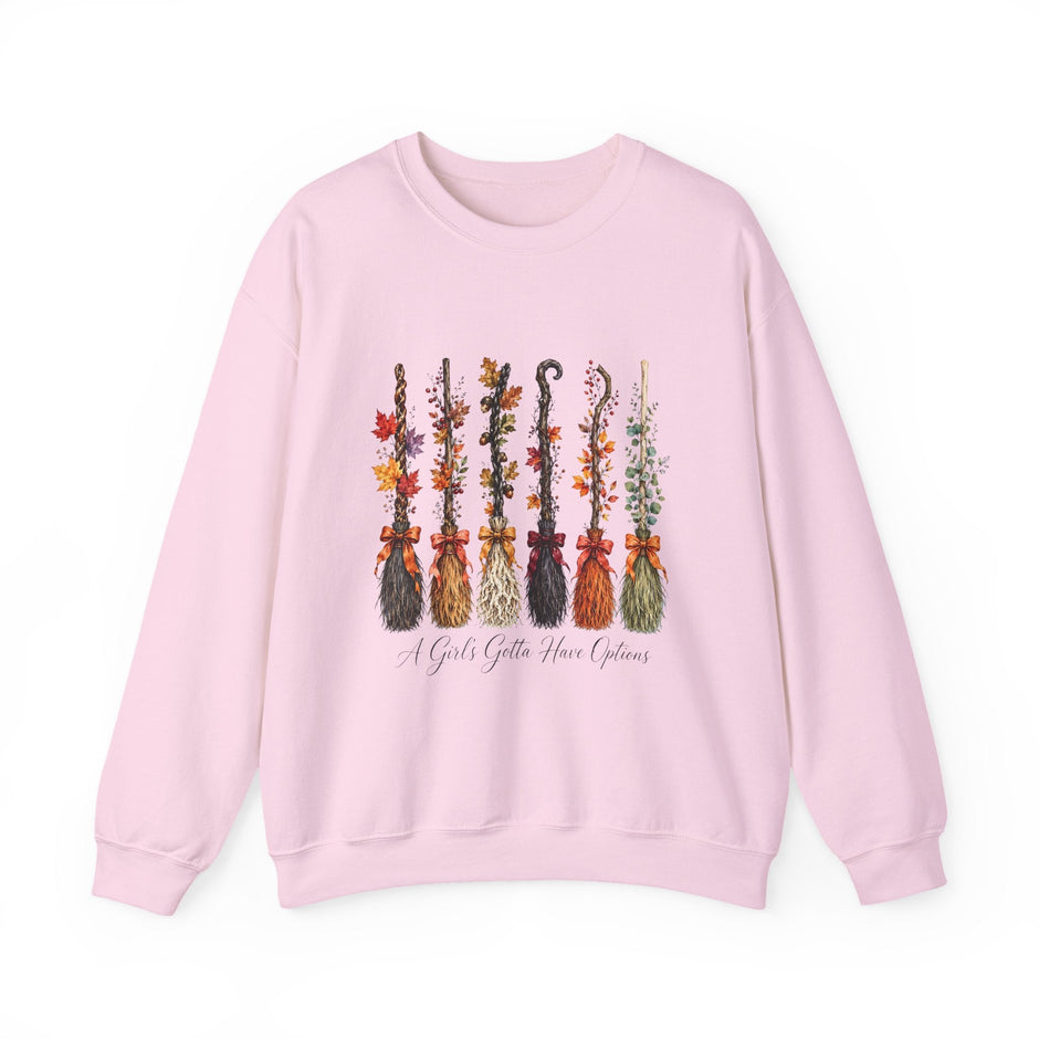 Witch Brooms Crewneck Sweatshirt —  Floral Brooms Fall Graphic - Westport Cove